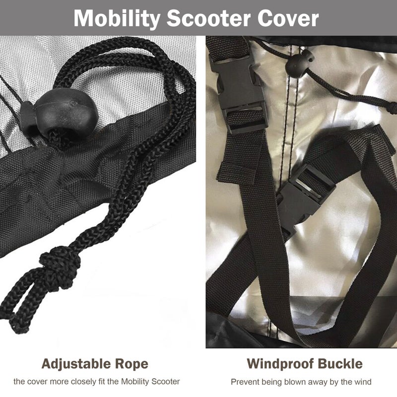 Sqodok Mobility Scooter Storage Cover, 420D Waterproof Wheelchair Cover for Storage, Mobility Scooter Accessories for All-Weather Outdoor Protection Dust Cover, 55" x 26" x 36" - Image 4